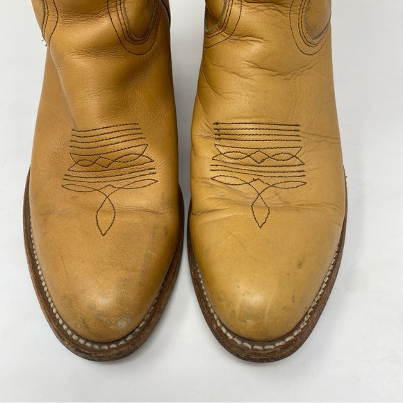 Frye Cowboy Boots Tan Brown Leather Men’s Size 9.5 D - Picture 5 of 9